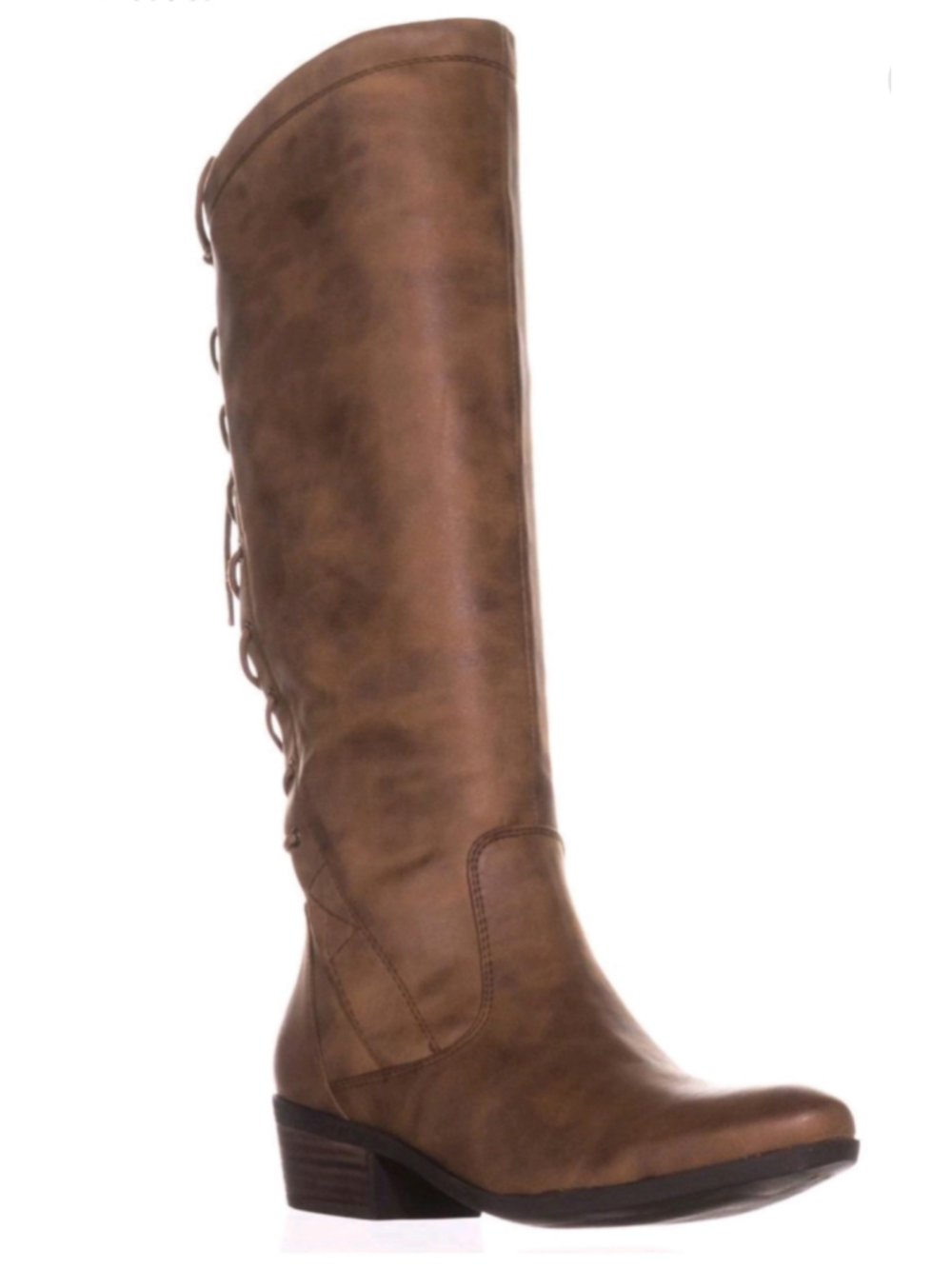 Women's Baretraps Brown Faux Leather Gardyna Lace-Up Knee-High Boots 9